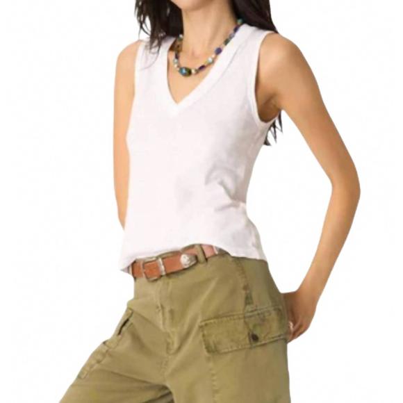 NEW PROJECT SOCIAL T let me know slub v-neck tank top in white - Picture 3 of 3